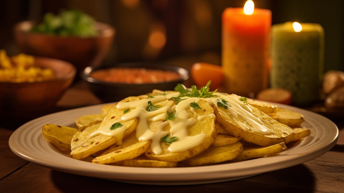 Creamy Roasted Garlic Mayo Potato Wedges