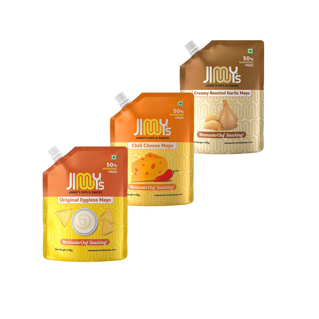 Original Eggless Veg Mayonnaise + Chilli Cheese Mayo + Creamy Roasted Garlic Mayonnaise - 585 gms